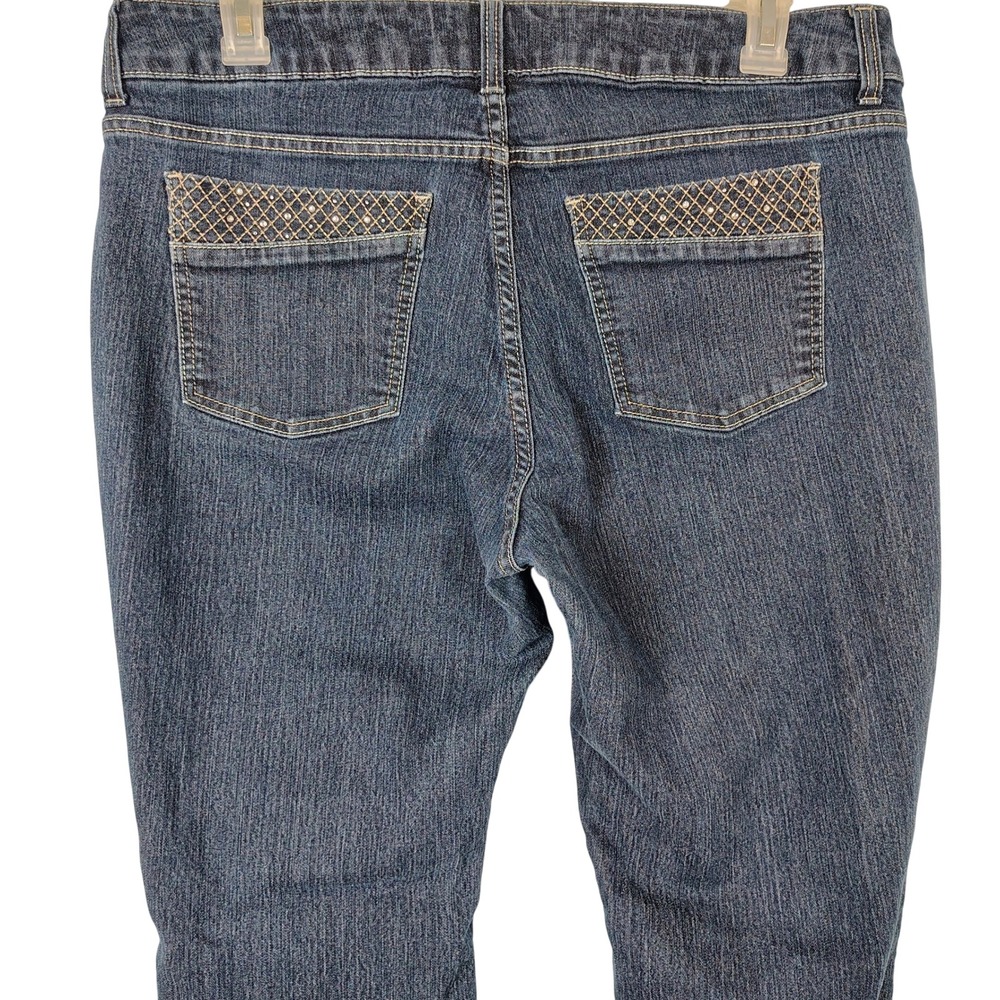 Reserve by Lee Womens Midrise Bootcut Jeans Dark Wash Rhinestone Size 16M